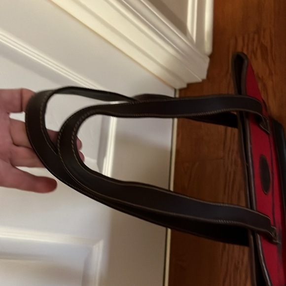 BornSouthwest style wool Red and Black Tote Bag leather straps & bottom GUC - Picture 10 of 12